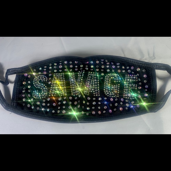 Iridescent Rhinestone Face Mask - Picture 5 of 12